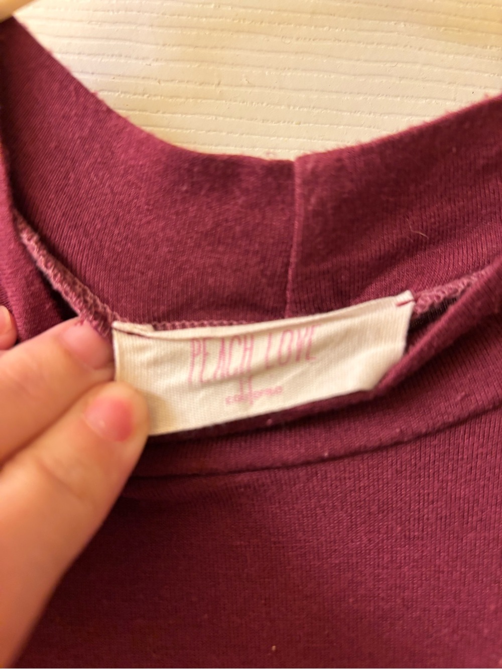 Peach Love California Mock Neck Dress in Deep Wine - Picture 3 of 4